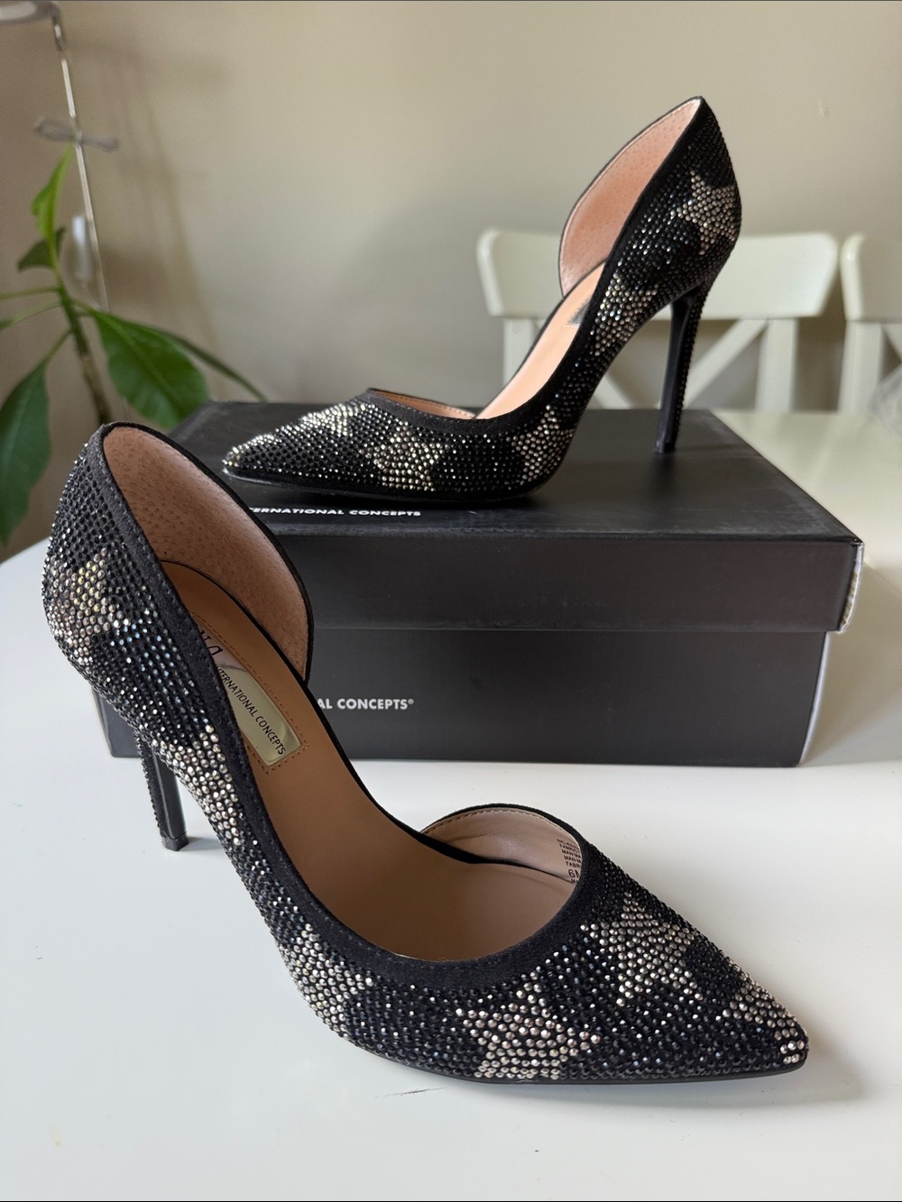 INC International Concepts Black Crystal Star D'Orsay Pumps